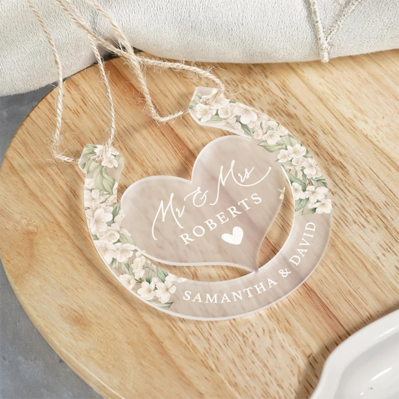Personalised Horseshoe Wedding Gift, Mr & Mrs Gift