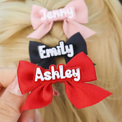 Custom Acrylic Name Bow Hair Clip