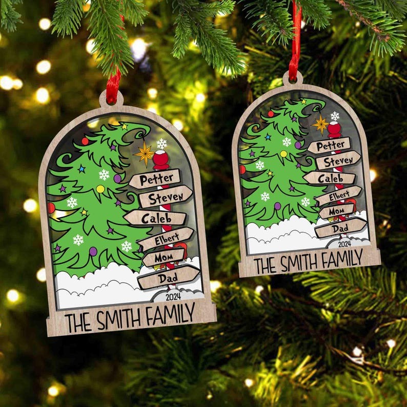 Personalized Family Christmas Ornament 2025, Custom Family Name Christmas Ornament