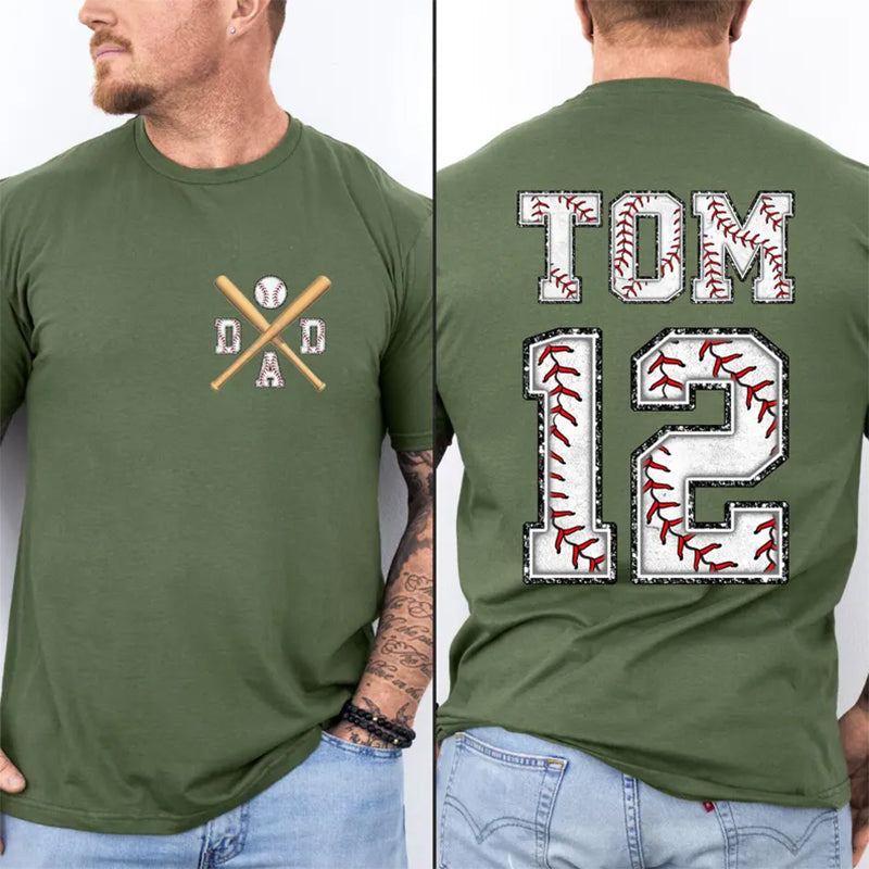 Custom Baseball Dad Shirt With Kids Number and Name