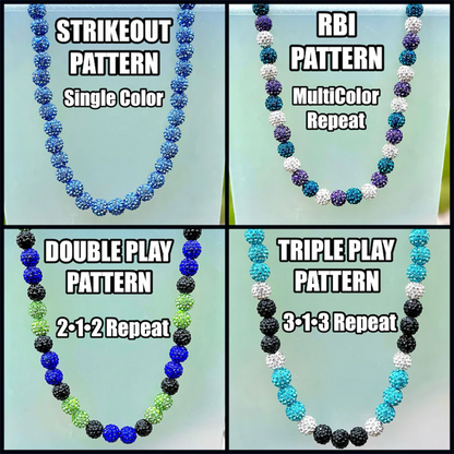 Custom Baseball Sparkle Beaded Necklace Bro Beads Baseball Rhinestone Necklace