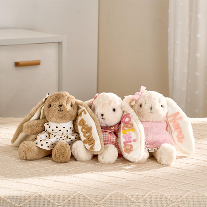 Personalized Embroidered Bunny Plush Baby Gift – Custom Stuffed Rabbit