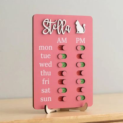 Pet Feeding Reminder Chart Board Wooden Magnetic Tracker