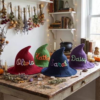 Custom Name Halloween Witch Hat, Personalized Kids Witch Hat