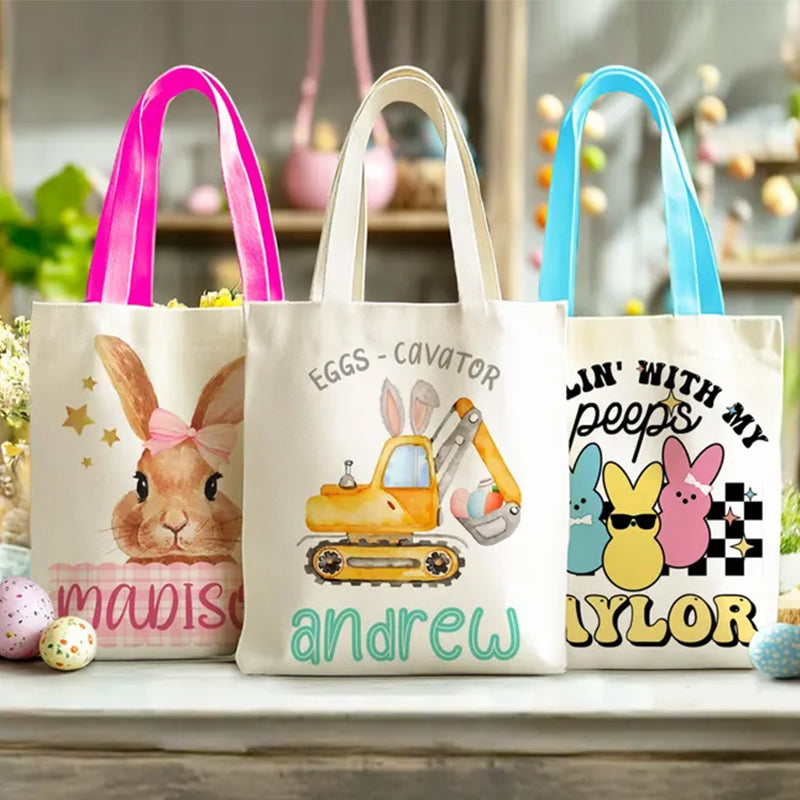 Easter Bunny Gift Bag for Kids, Custom Easter Egg Hunt Bag