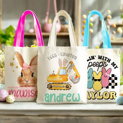 Easter Bunny Gift Bag for Kids, Custom Easter Egg Hunt Bag