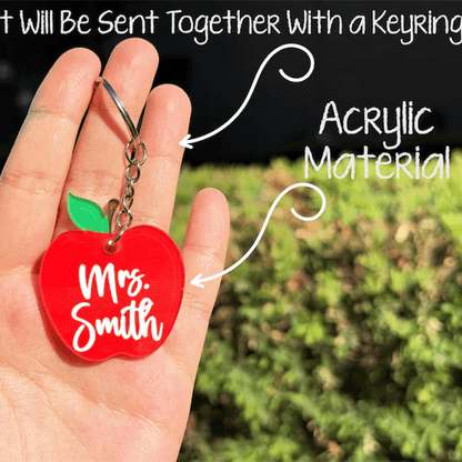 Custom Teacher Keychain, Pencil, Apple, Rainbow, Coffee Shapes, Cute Teacher Appreciation Gift
