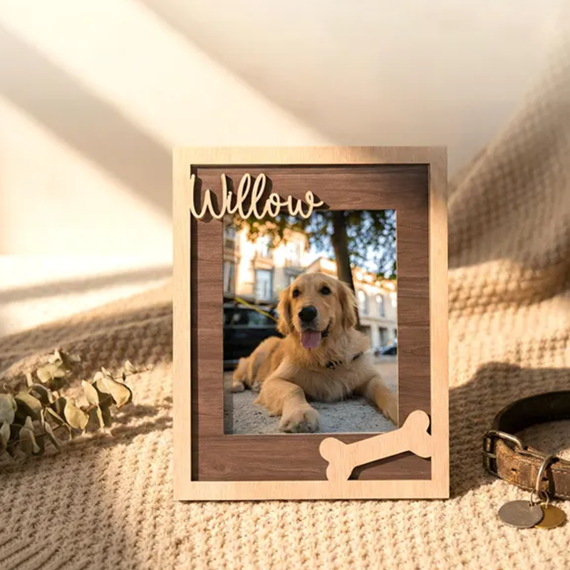 Custom Pet Memorial Frame, Personalized Wooden Picture Frame for Dog, Pet Loss Gift