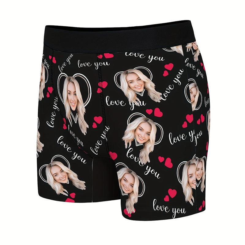 Custom Photo Print Boxer Briefs, High-Elastic Polyester