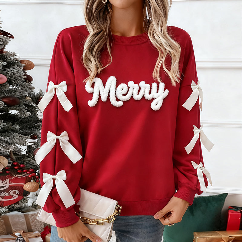 Christmas Chenille Yarn Embroidered Sweatshirt