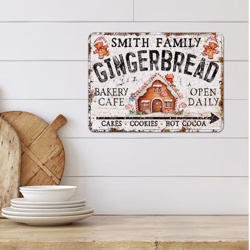 Custom Name Gingerbread Bakery Metal Sign