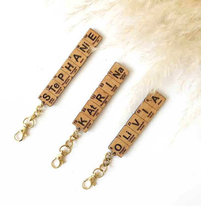 Custom Periodic Table Element Name Key Chain