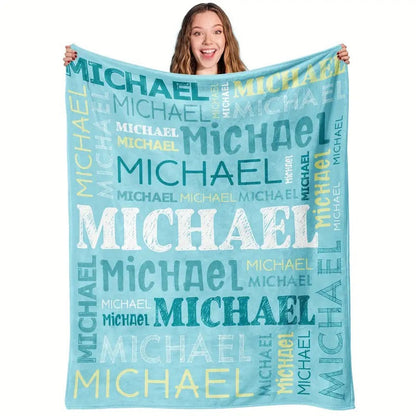 Custom Name Flannel Blanket - Contemporary Style, All-Season