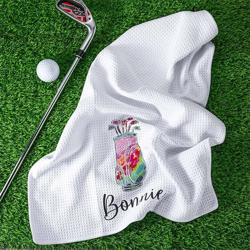 Personalized Colorful Golfing Clubs Golf Waffle Towel