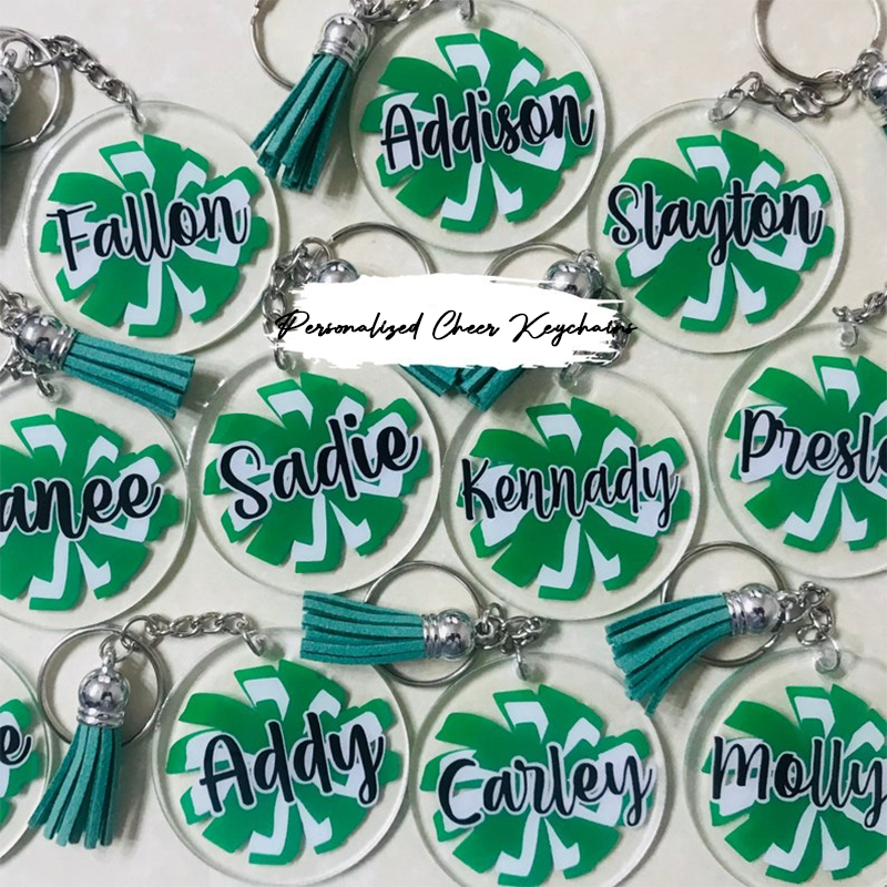Personalized Cheer Keychains, Cheerleader Bag Tag, Cheer Team