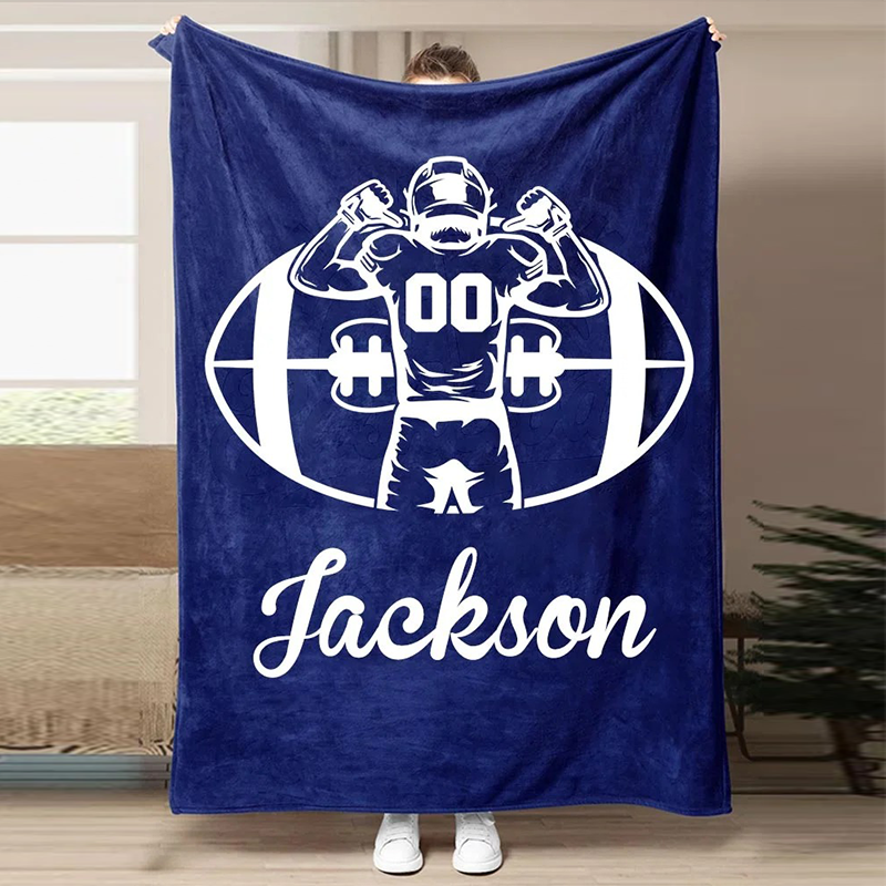 Football Customized Name and Number Blanket
