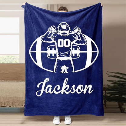 Football Customized Name and Number Blanket