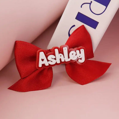 Custom Acrylic Name Bow Hair Clip