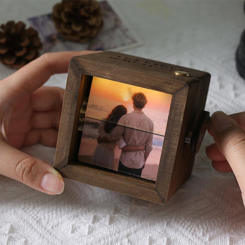 Personalized Photo Flipbook Animation Box,Custom wooden Photo Book with Light