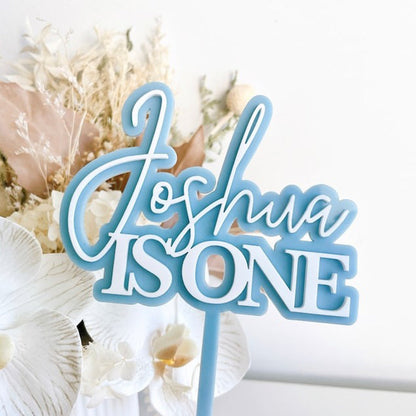 Personalised Double Layered One Year Old Acrylic Cake Topper Acrylic