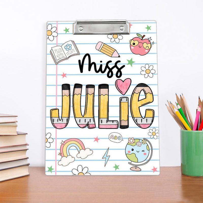 Personalized Teacher Back To School Gift, Custom Pencil Teacher Clipboard