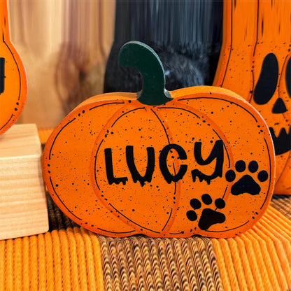 Personalized Halloween pumpkins, Wooden Halloween pumpkins with names