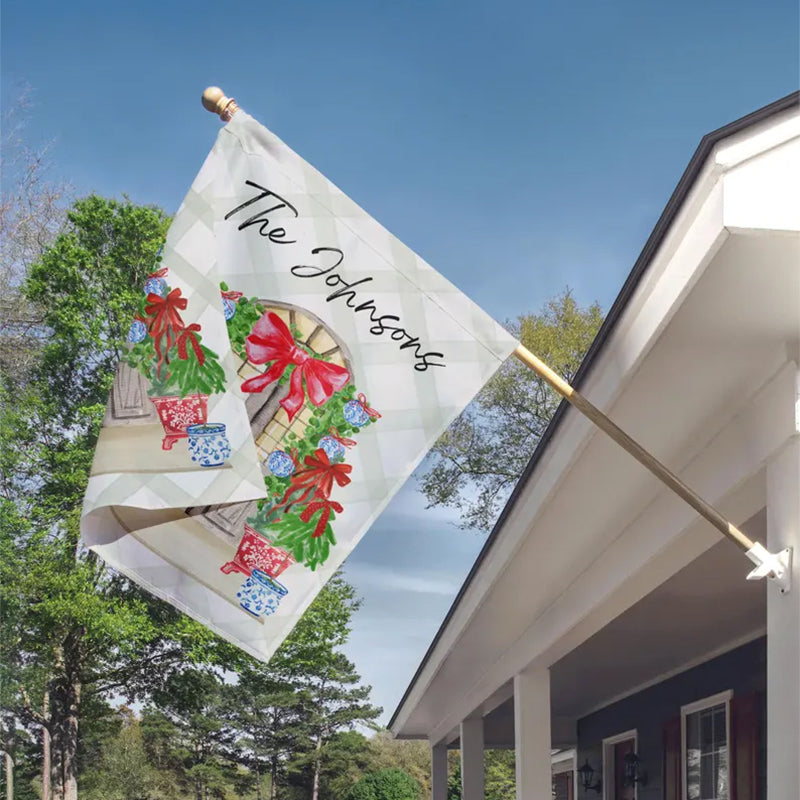 Custom Christmas Holly Front Door Yard Welcome Home Sign Display Garden Flag Family Gift