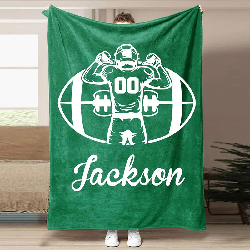 Football Customized Name and Number Blanket