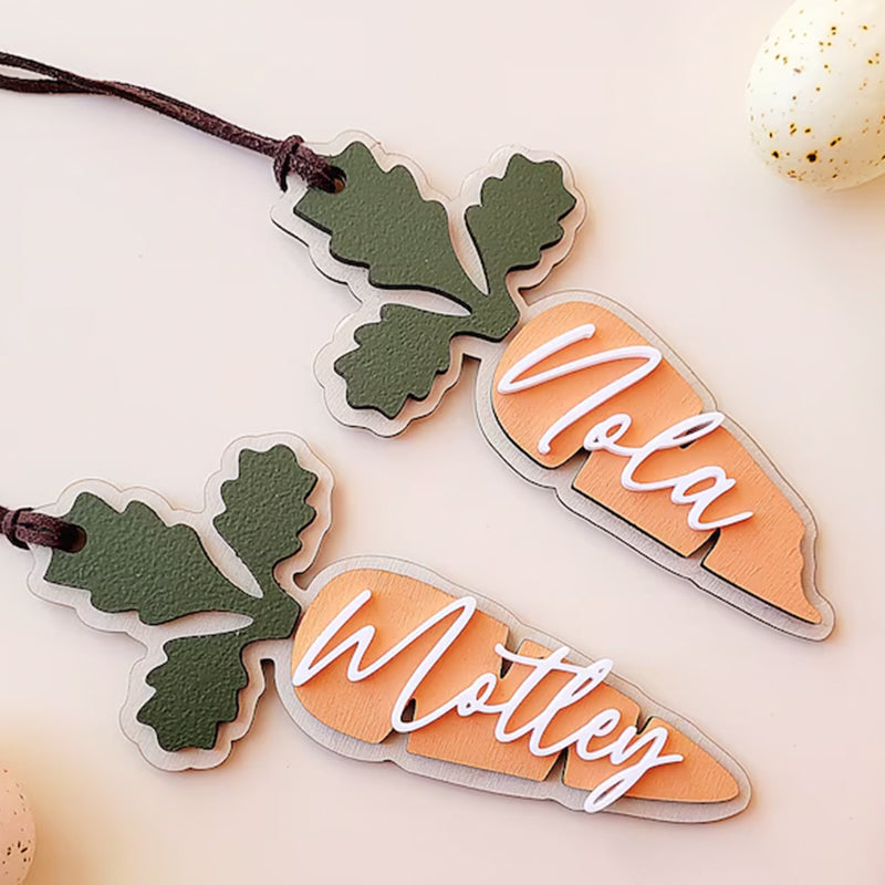Personalized Easter Basket Tag | Custom Carrot Tag | Wooden Kids Name Tag