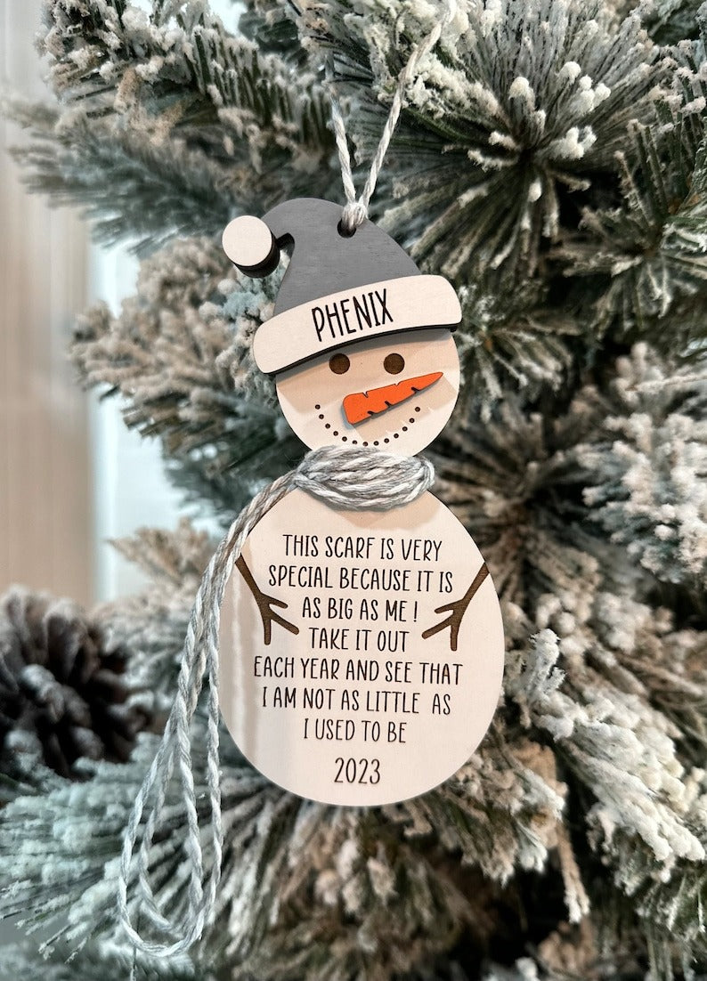 Personalized Snowman Height Ornament Keepsake