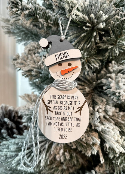 Personalized Snowman Height Ornament Keepsake