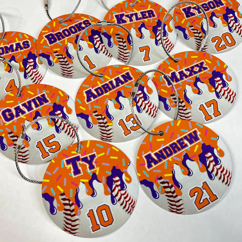 Baseball Drip Bag Tag, Aluminum Bag Tag, Baseball Gifts