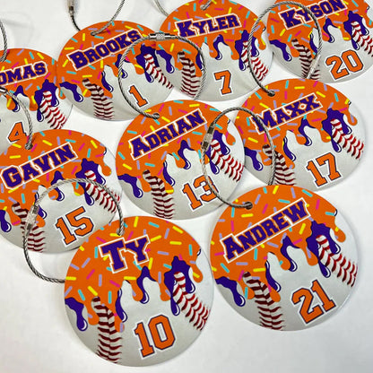 Baseball Drip Bag Tag, Aluminum Bag Tag, Baseball Gifts