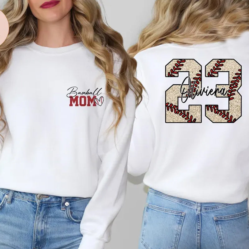 Custom Baseball Mom Sweatshirt, Personalized Baseball Mom Sweatshirt