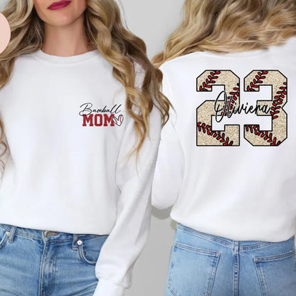 Custom Baseball Mom Sweatshirt, Personalized Baseball Mom Sweatshirt