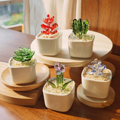 Stained Glass Succulent Cactus, Custom Potted Plant Figurine, Teacher Appreciation Gift