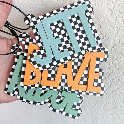 Acrylic Checkered Keychain | Personalized Acrylic Name Tag