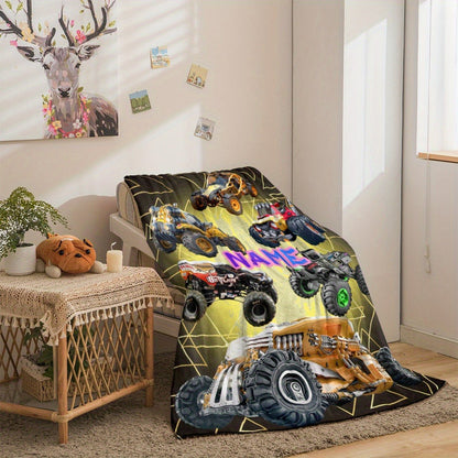 Custom Name Cozy Blanket: Featuring Cool Cross Country Vehicles