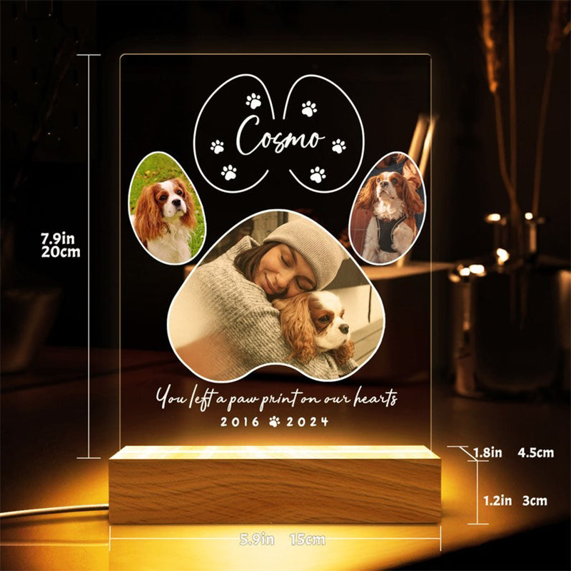 Pet Memorial Night Light, Custom Pet Plaque, Pet Night Light