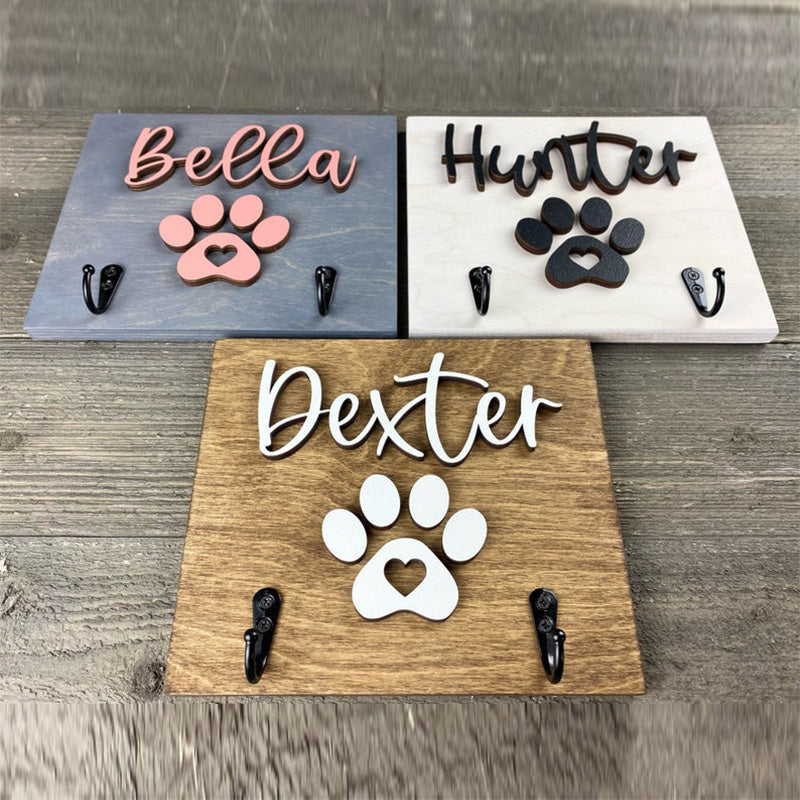 Personalized Dog Paw Print Leash Holder