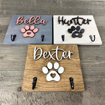 Personalized Dog Paw Print Leash Holder