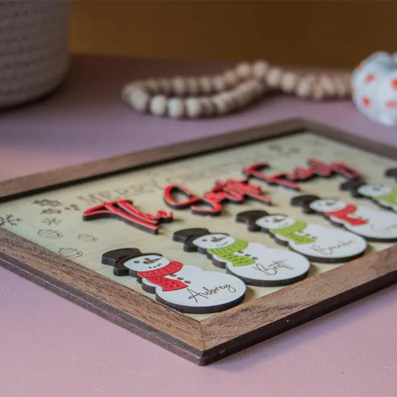 Personalized Snowman Family Sign: Custom Christmas Decor