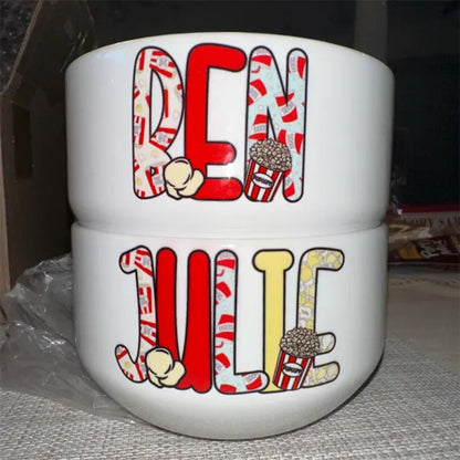 Personalized Popcorn Bowl | Custom Family Snack Bow