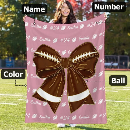Personalized Baseball Softball Bow Throw Blanket