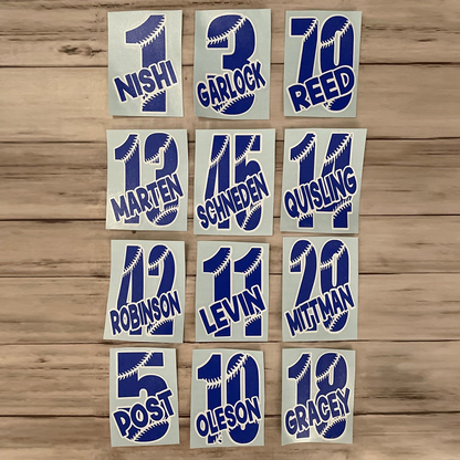 Personalized Baseball Softball Soccer Football Cheer Number Sticker