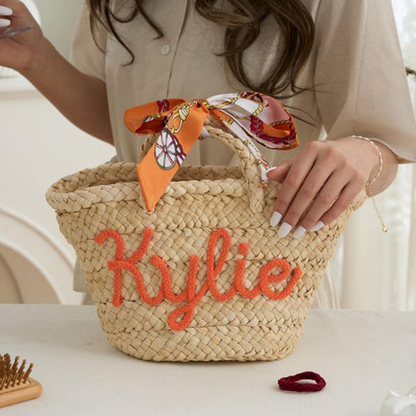 Personalized Beach Bag, Custom Straw HandBag, Bridesmaid Gifts
