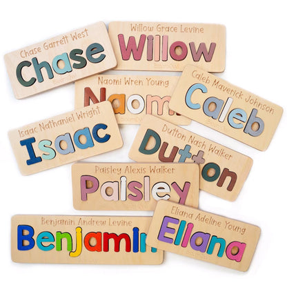 Wooden Name Puzzle, Upper and Lowercase, Gifts for Kids
