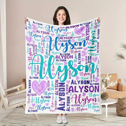 Custom Name Blanket for Boys & Girls - Soft Flannel Personalized Throw
