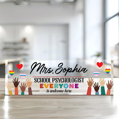 Custom Name Plate for Desk, Teacher Name Plate, Psychologist Gift