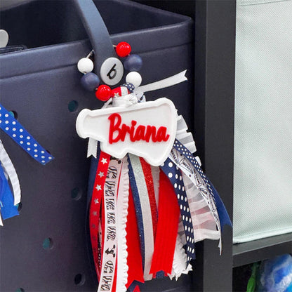 Cheer bogg bag tag, Cheerleader Tassel Charm Sport Duffle bag